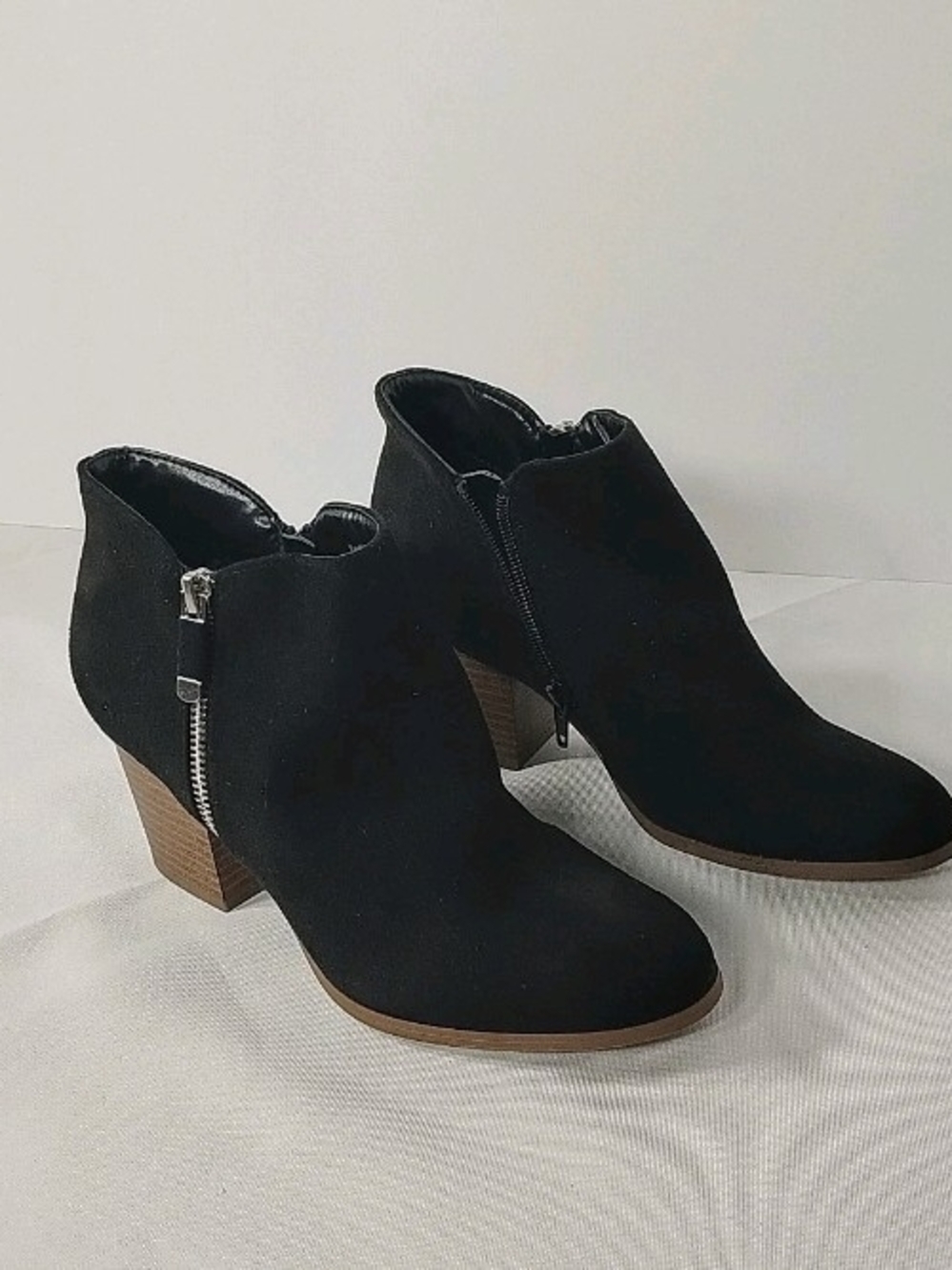 Style & Co. Black Ankle Booties with Side Zipper and Stacked Heel